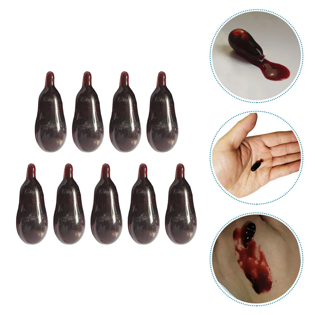 9 Pcs Fake Blood Capsules Pills Creative Prank Toys Halloween Supplies Plasma Drama Props Syrup Horror