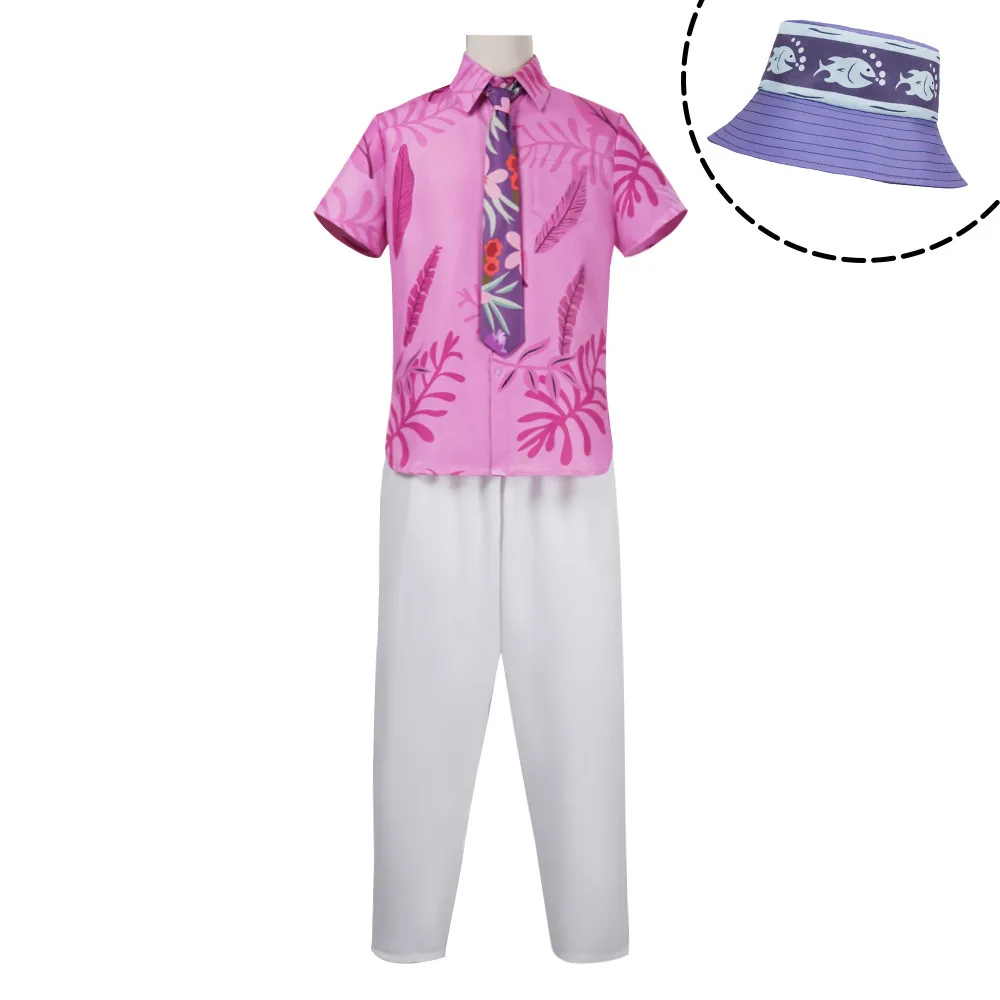 

4pcs Hawaiian style casual short-sleeved shirt and shorts set, including a hat and tie. Same style as worn by the fox character.