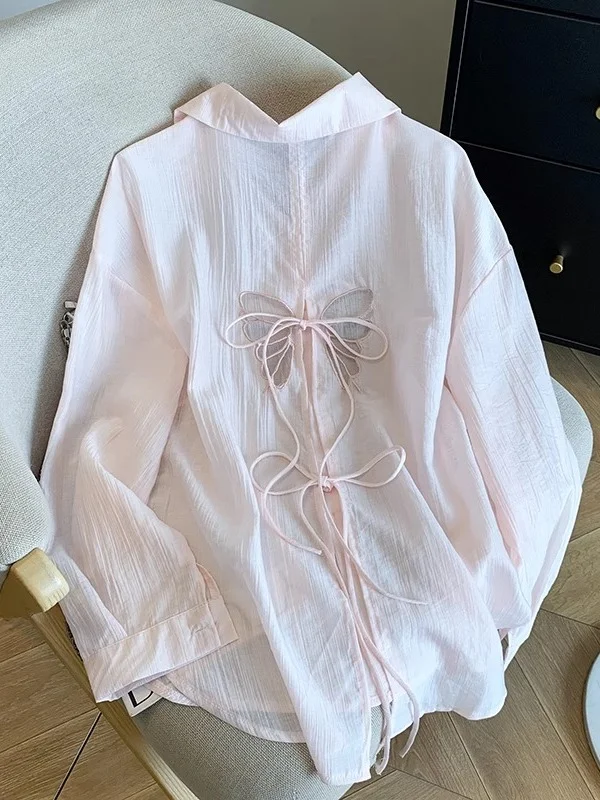 

Long Sleeve Shirts Womens Loose Fit Striped Blouses Button Front Pleated Hem Lantern Sleeves Feminine Style Elegant Autumn Wear