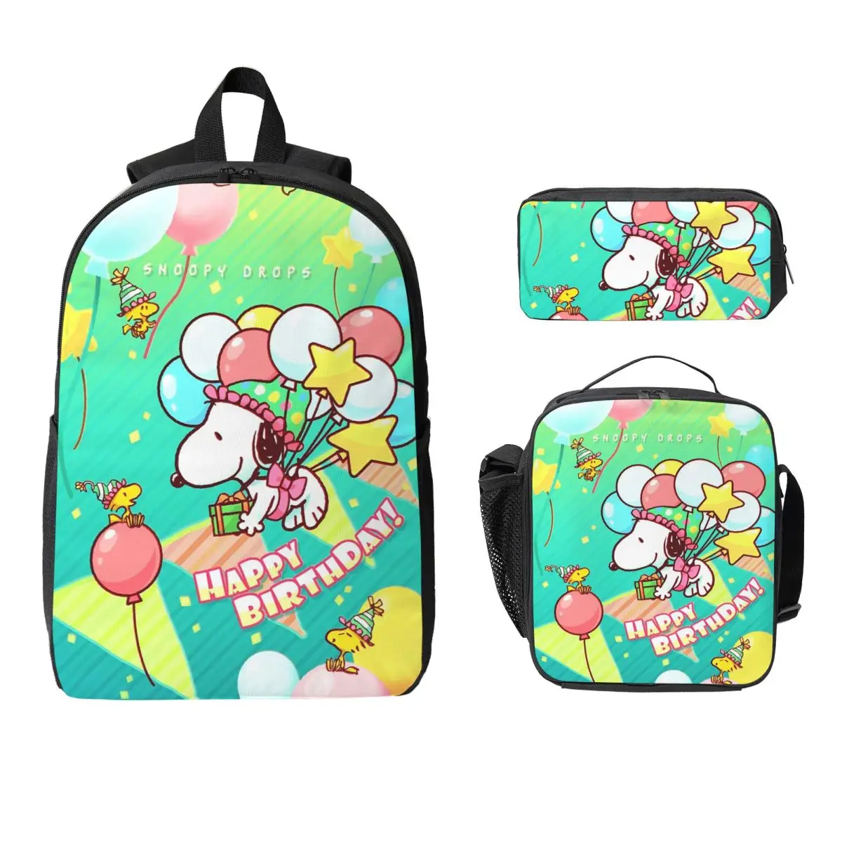 

Snoopy Backpack Student Boys Girls BookBag School Bag Laptop Shoulder Bags 3ps Insulated Lunch Bag Pencil Case