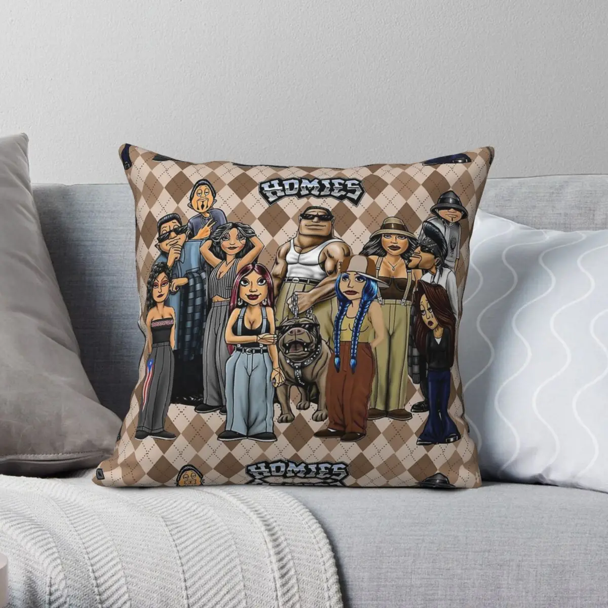 

Chicano Homies Square Pillowcase Polyester Linen Velvet Printed Zip Decorative Pillow Case Sofa Cushion Cover