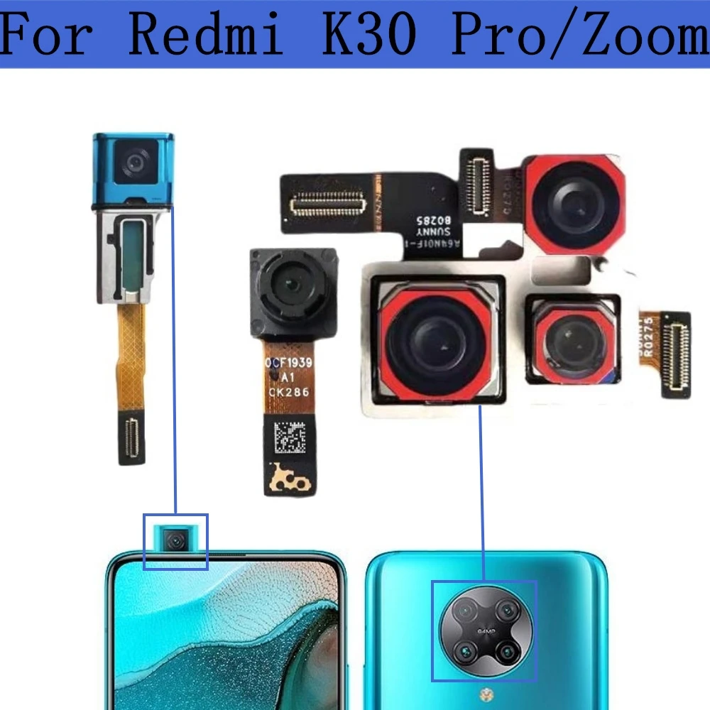 

Задняя Основная камера для Xiaomi Redmi K30 Pro Zoom, задняя Большая маленькая фронтальная камера, гибкий кабель, запасные части