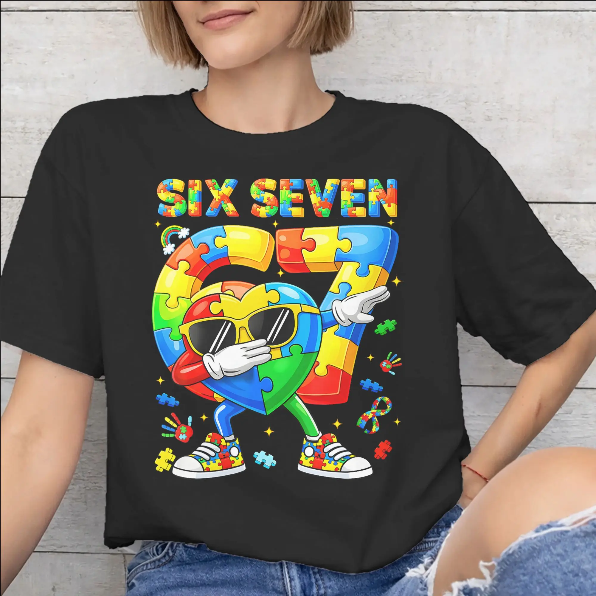 Dabbing Puzzle Autism Awareness Merch Men Women T Shirt Pure Cotton Tee Print  Tops T-shirt
