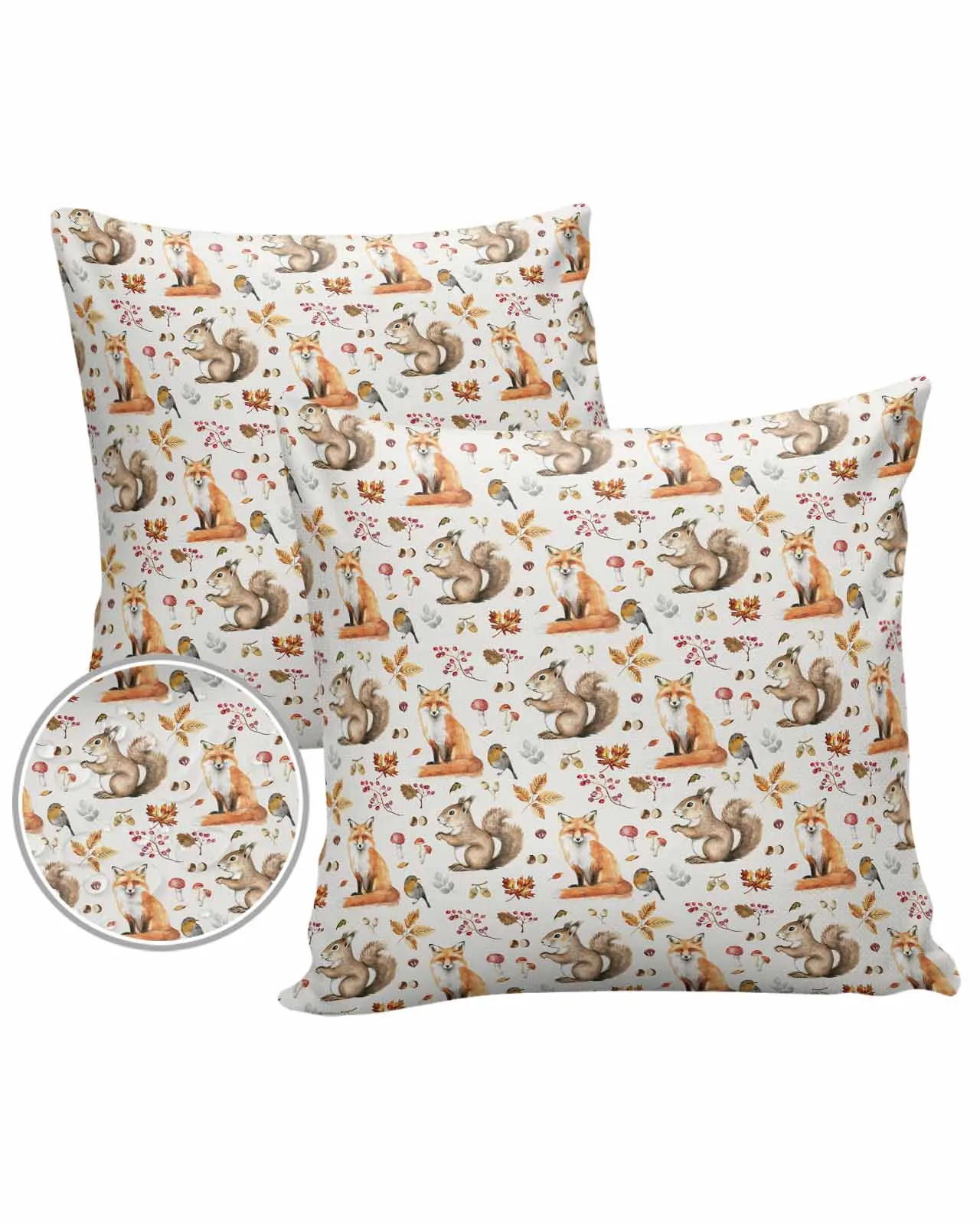 2/4PCS Autumn Thanksgiving Autumn Plants Squirrel Fox Outdoor Garden Chair Waterproof Cover Cushion Home Decor Pillow Case