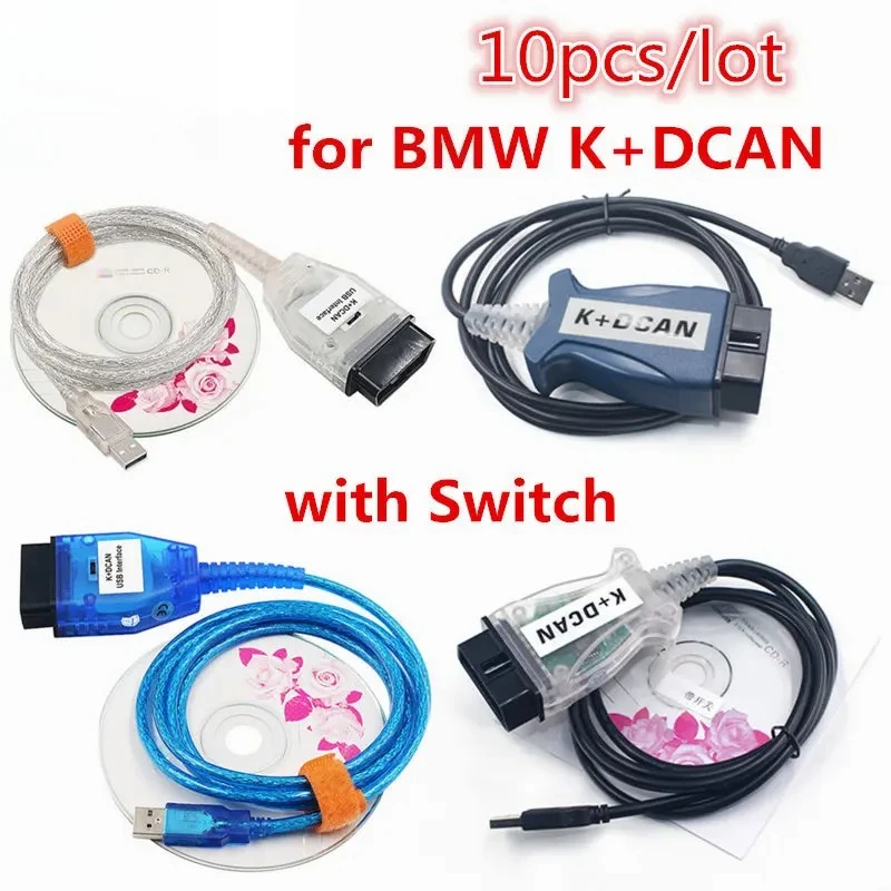 

10pcs for BMW K DCAN New Switch INPA K+CAN FTDI OBD2 USB Diagnostic Interface for BMW Series Full Chip EDIABAS K+DCAN