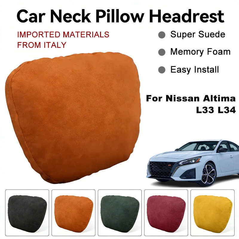 

Italy Suede Car Neck Rest Pillow For Nissan Altima L33 L34 Seat Head Neck Support Cushion Auto Interior Accessories