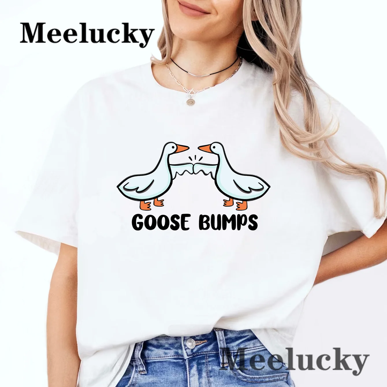 Goose Bumps Later T-shirts Women Cotton Casual Short Sleeve T Shirt Funny Graphic T Shirts Streetwear Tee