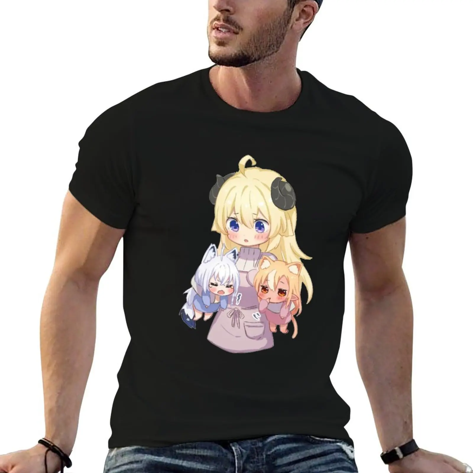 

Tsunomaki Watame, Shirakami Fubuki, and Shiranui Flare T-Shirt printed t shirts for man man t shirt designer T-Shirt