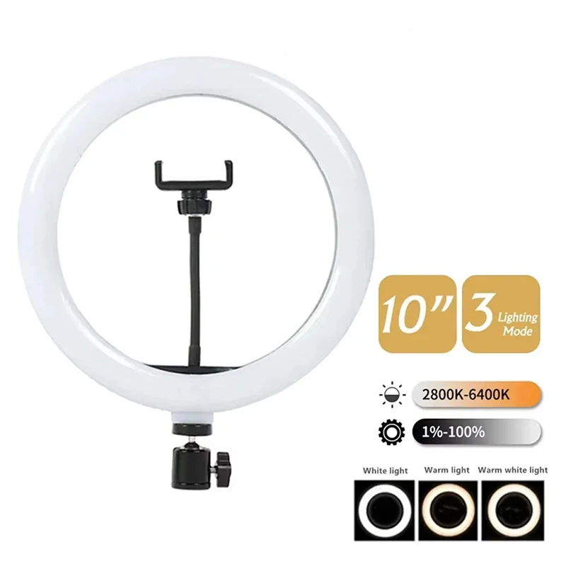 Anillo de luz LED de 16/26/33cm con mini trípode, luz de relleno LED redonda para fotografía, regulable a distancia para transmisión en vivo, anillos de luz para selfies