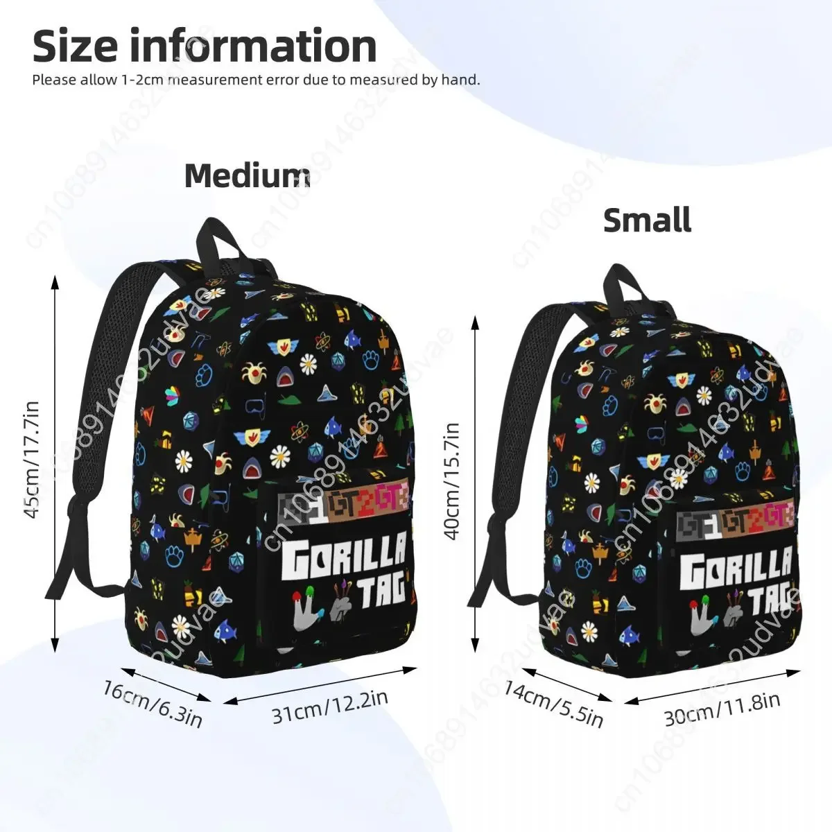 Gorilla Tag VR Gamer Gaming Backpack Tas Buku Sekolah Siswa Tas Buku Sekolah Kanvas Game Populer Tas Taman Kanak-Kanak Prasekolah