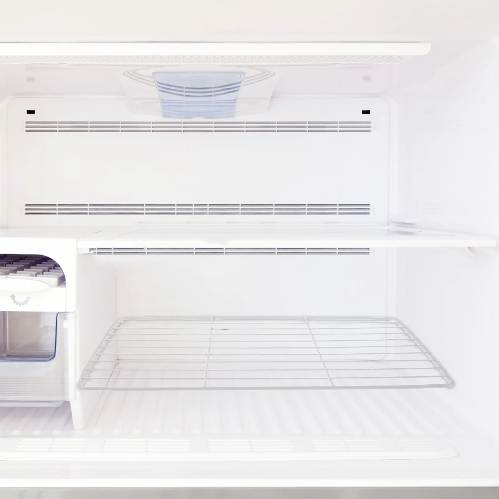 

2 pcs Organizer: Freezer Wire Shelves Mesh Refrigerator Shelf Rack, Chest Freezer Dividers, Fridge Storage, White