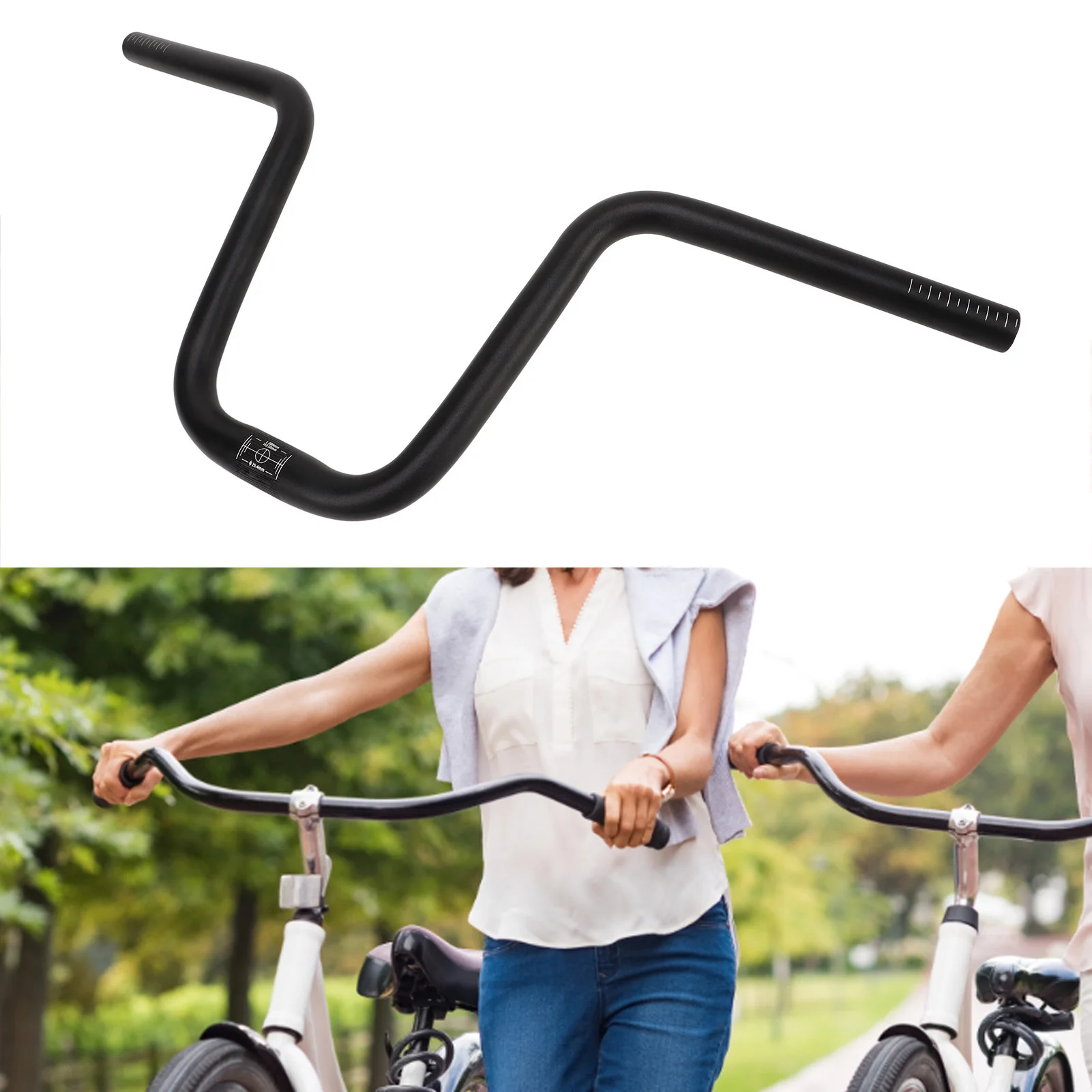 Road Bike Extra Long Handlebar 25.4mmx580mm Mountain Bike Riser Handlebar CNC Processing Aluminum Alloy Anti Slip for Riding