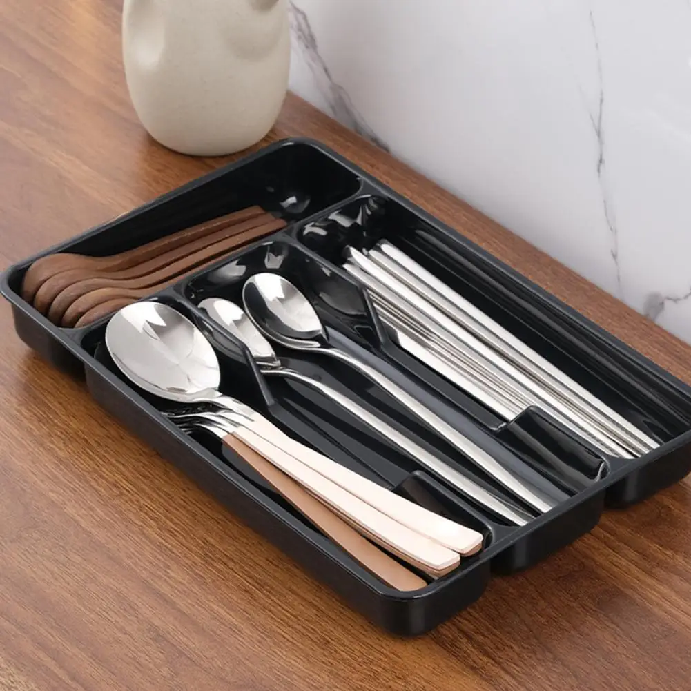 Organizador de cajones, bandeja de cocina expandible, soporte de cubiertos ajustable con 4/6 compartimentos, divisor de almacenamiento de cubiertos, 1/2 Uds.
