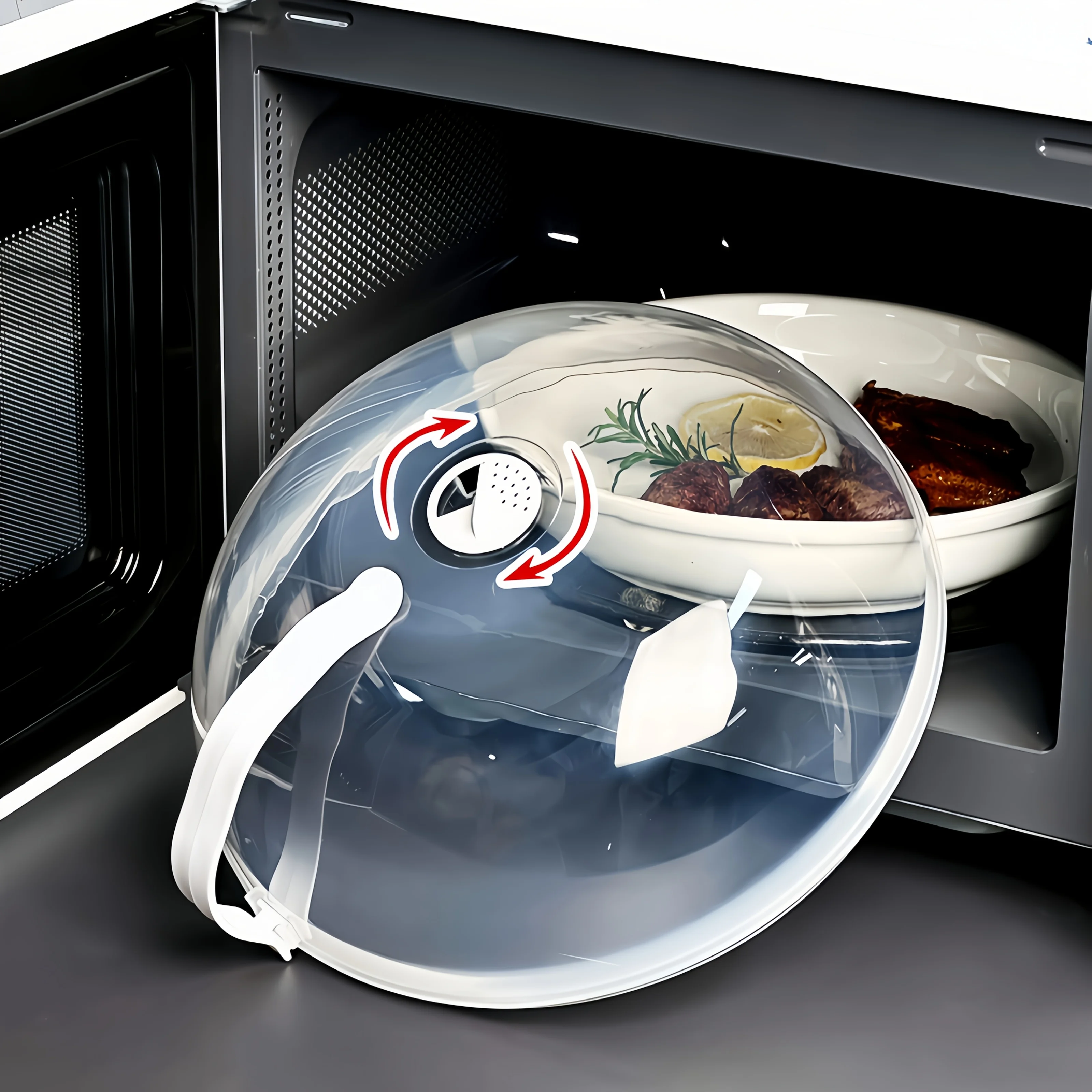 1 X Transparent Microwave Splash Guard Lid with Steam Vents and Easy-grip Handle – Oil-resistant PP Microwave Lid,
