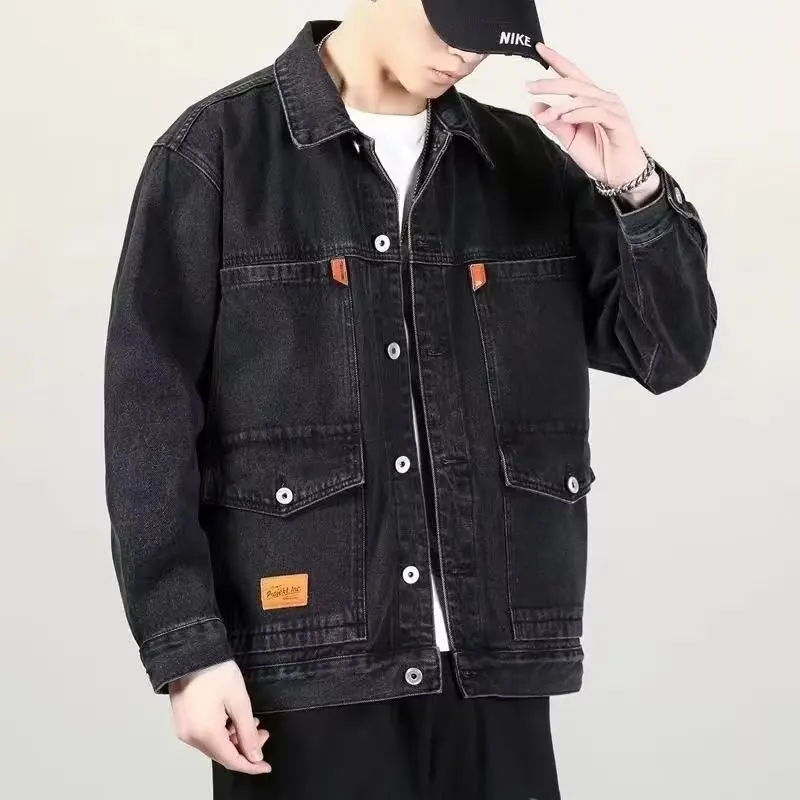 Mens Loose Fit Cotton Work Jacket Spring Autumn Construction Site Wear Resistant Dirt Proof Multi Pocket Casual Style Jacket