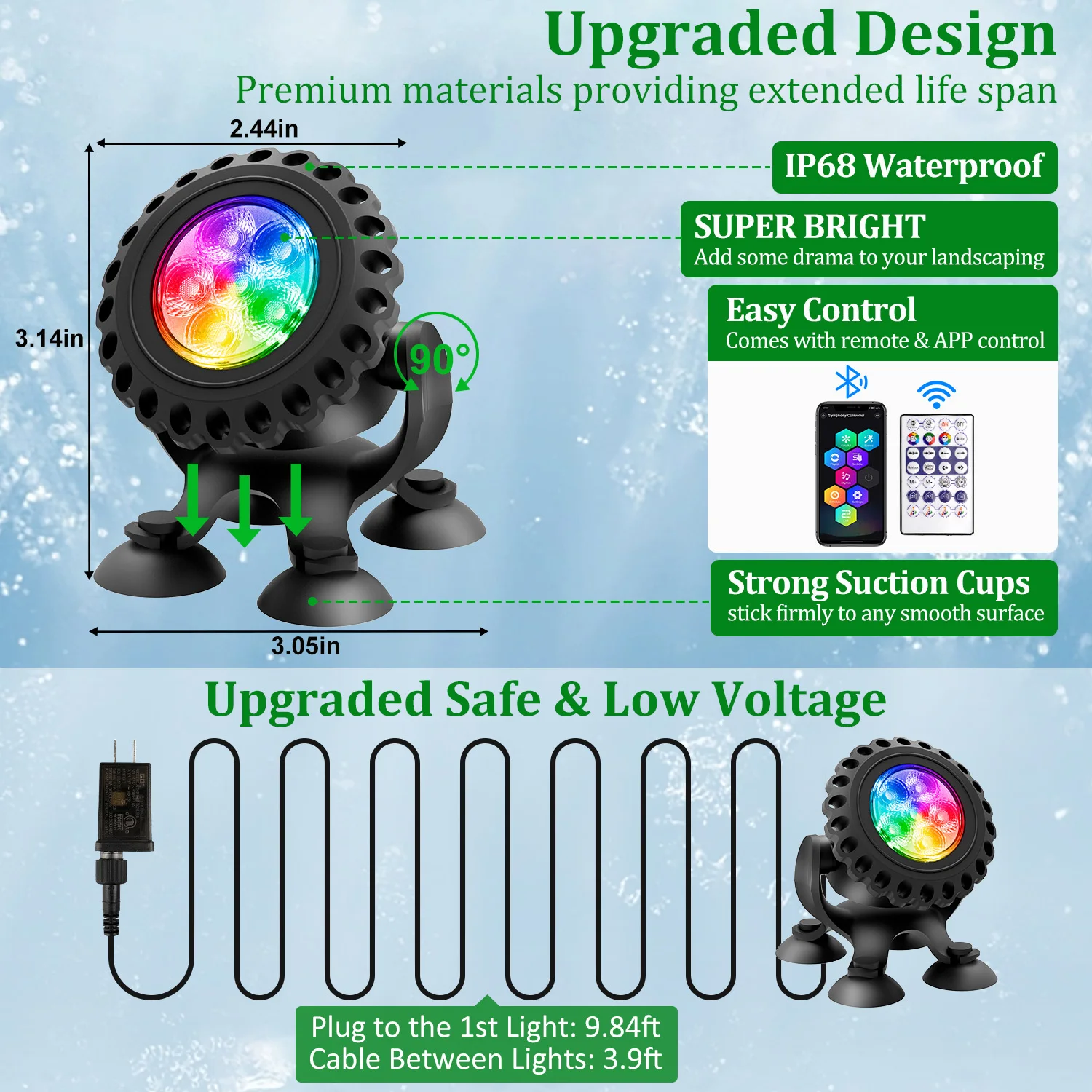 1/3/4/5/6 LED RGB Light IP68 Waterproof Swimming Pool Light Underwater Lamp Landscape Spotlight For Garden APP Remote Control