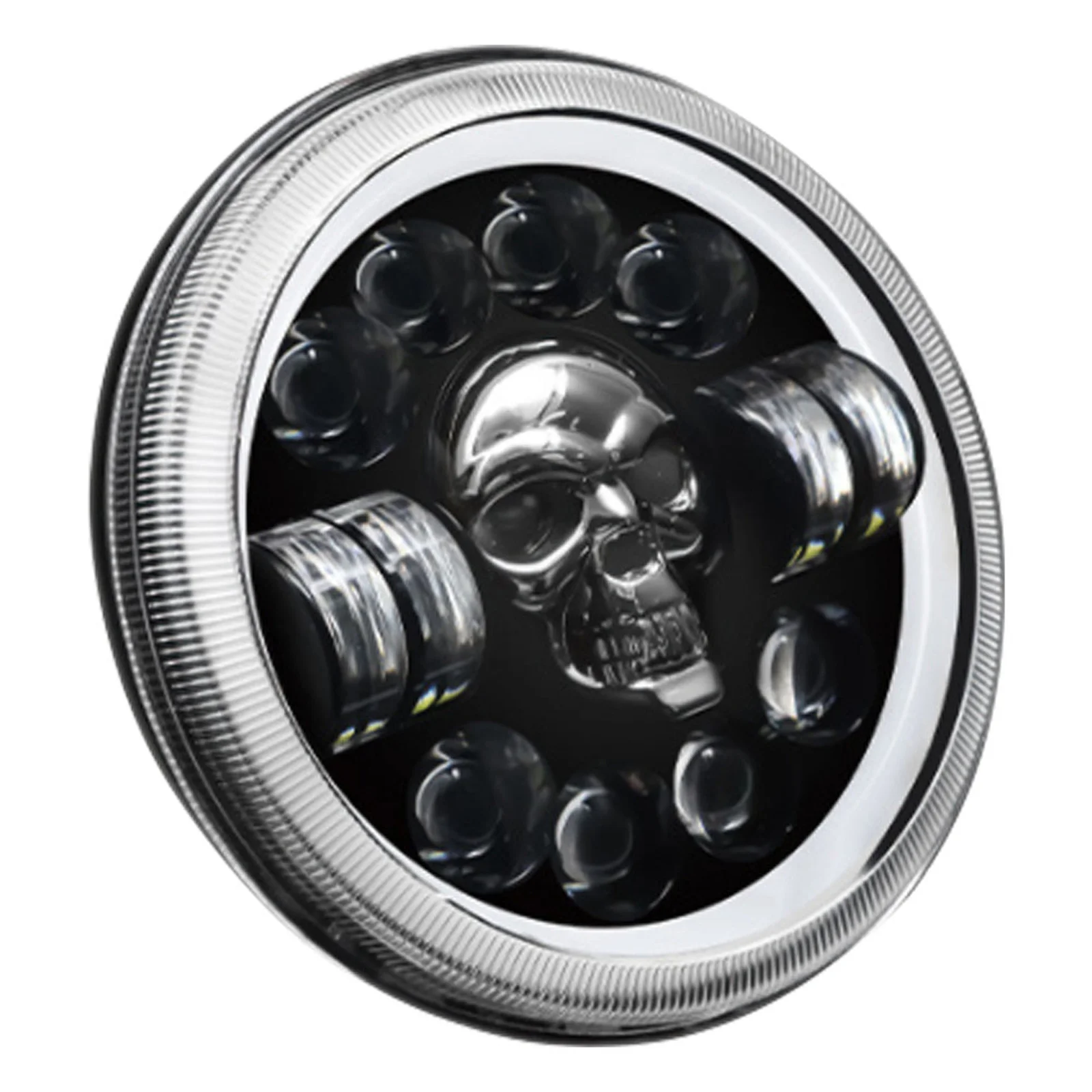 

60W Skull Design For Off-Road Bike Aluminum Abs Build Durable Weatherproof Lighting Upgrade Motorcycle Headlight Led Skull