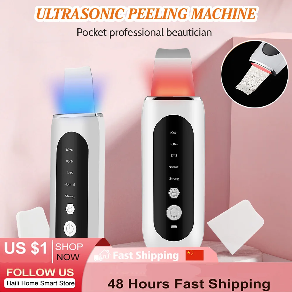 Ultrasonic Skin Scrubber Deep Face Cleaning Blackhead Pimples remover Peeling Ance Pore Cleaner Tool Face Scrubber Beauty Device