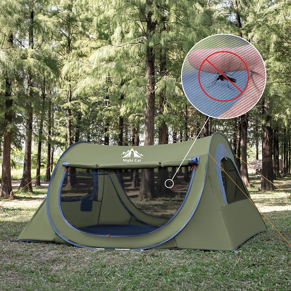 Night Cat Pop Up Tent 2 Person with Mosquito Net : Waterproof Camping Tent Easy Setup for Picnic Festival in Park Backyard