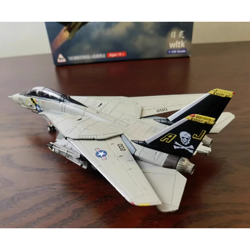 Diecast 1/100 Scale USAF F-14A Tomcat Combat Aircraft VF-84 Pirate Flag F14 Alloy Model Collection Toy Gift