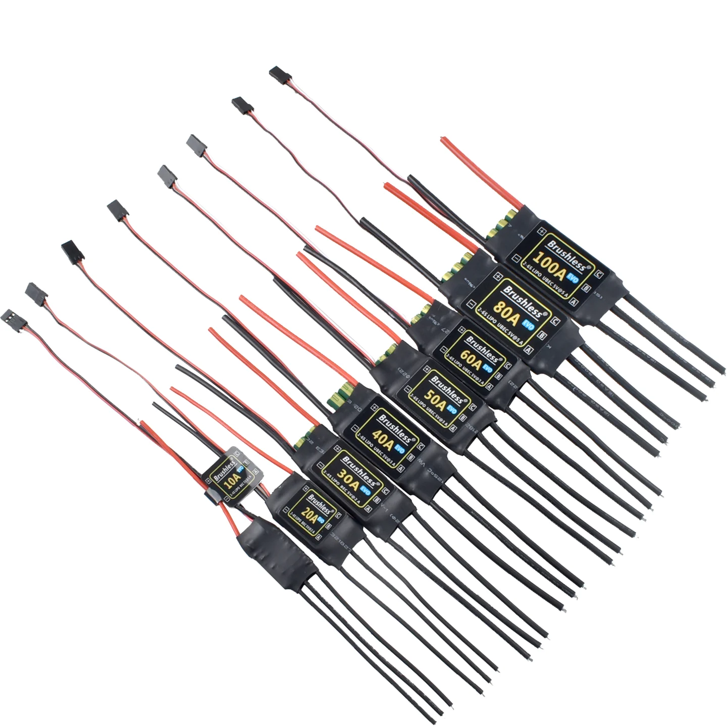 HV Brushless 10A 20A 30A 40A 50A 60A 80A 100A ESC 2-6S Lipo Battery 3A/5V BEC Quadcopter Aircraft FixedWing Multi-axis Drone