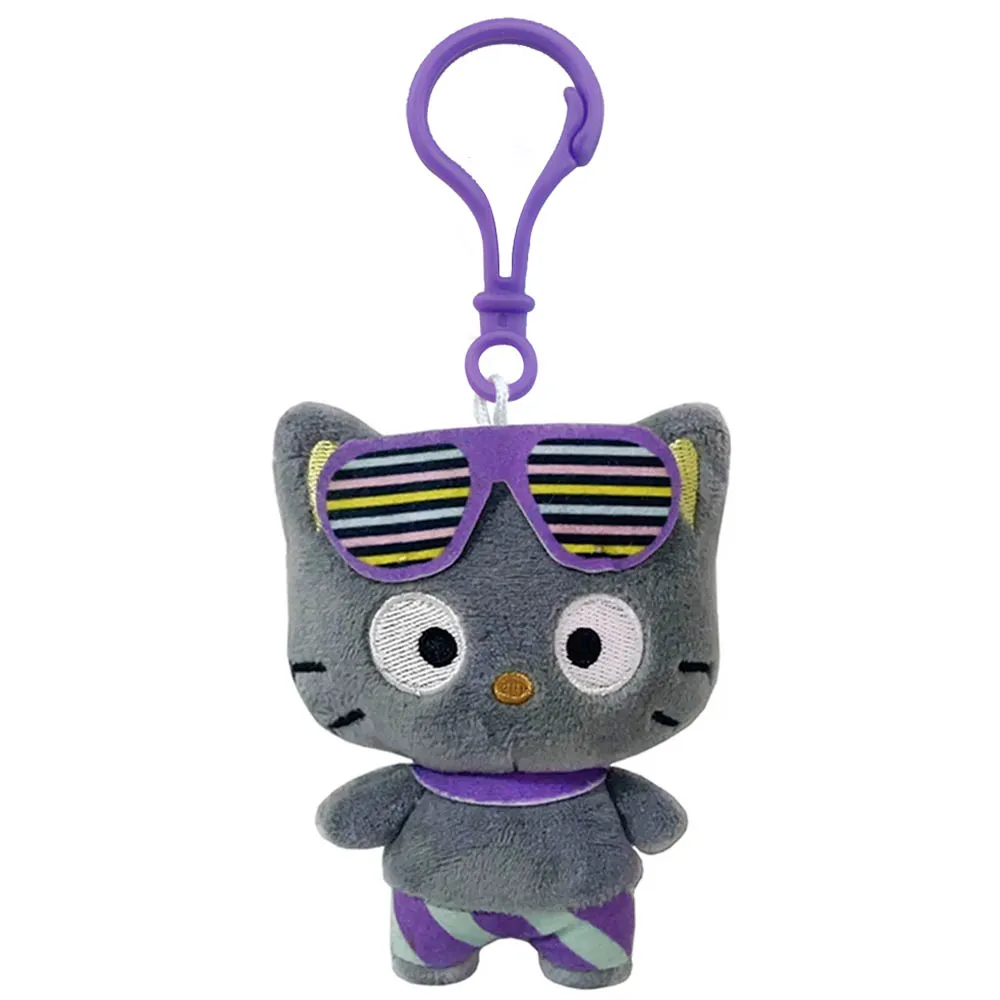 Chaveiro de mascote de pelúcia para crianças, pingente chaveiro, saco pingente, gato preto, maiô, chaveiro, Chococat, bonito, presentes, clipe, brinquedos