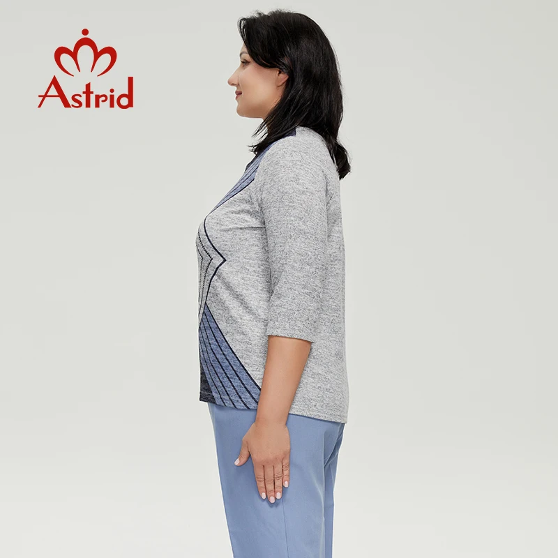 Astrid – pull surdimensionné à col ras du cou pour femme, haut avec impression géométrique de diamants, vêtement tendance, 2022