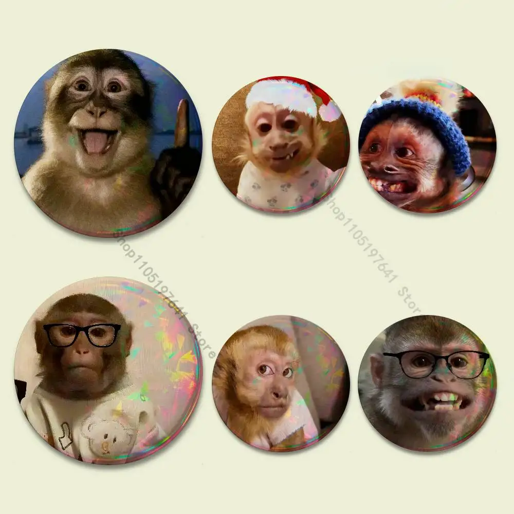 

Funny Cute Monkey Emoji Badges Button Round Creative Pin Brooch Badge Bag Decor Fans Collect Friends Gifts