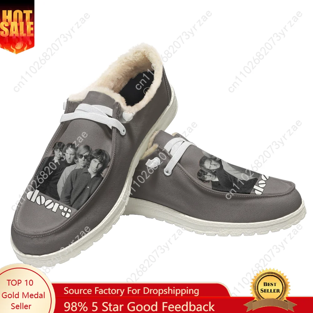 

The Doors Plush Flat Shoe Mens Womens Teenager Warm Shoe Indoor Outdoor High Quality Fashion Lightweight Shoes Custom Footwear