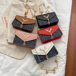 Borse a tracolla alla moda per le donne piccola borsa quadrata Crossbody Daily Wild Chain portafoglio per telefono Messenger femminile in pelle semplice