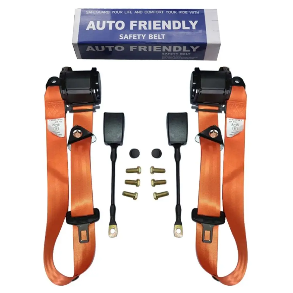 2 Pack Durable 3 Point Pads Car Seat Belt Adjustable Safety Vehicle Seat Belt Universal Replacement Set Recreational Vehicles