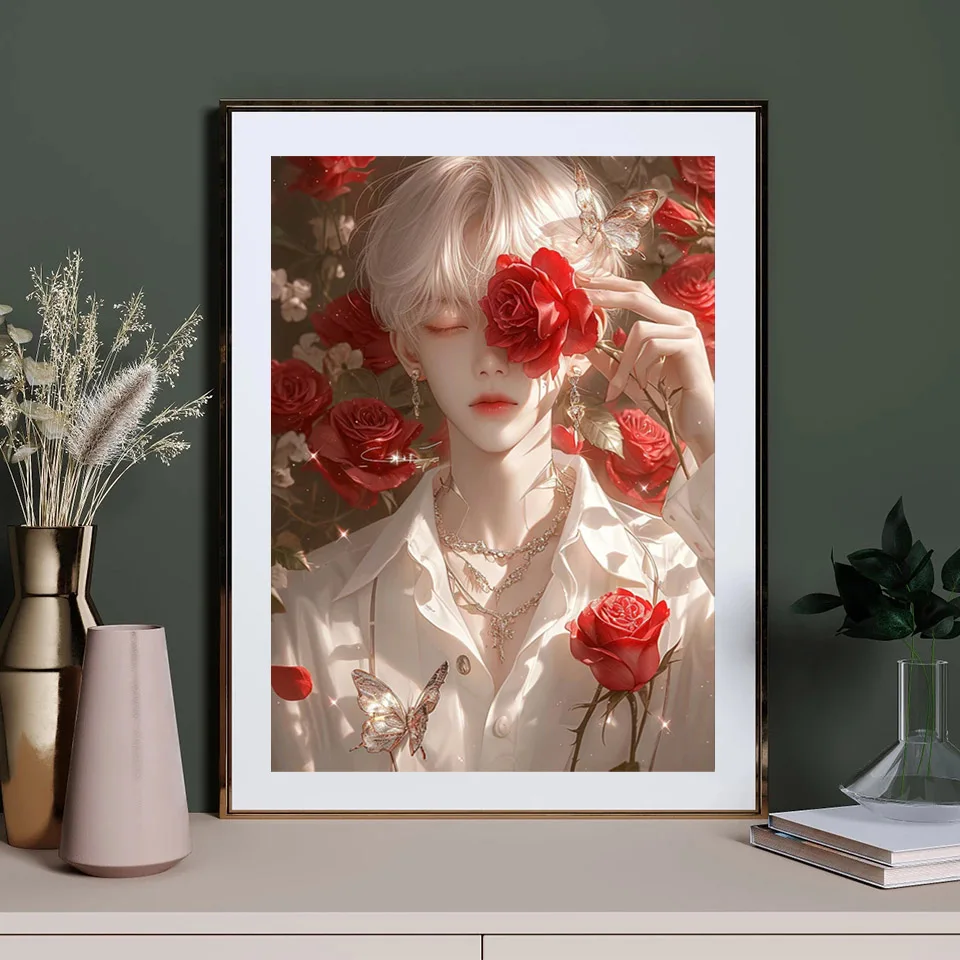 Diamond Painting Art New 2025 Rose Boy 5D DIY Full Diamond Mosaic Embroidery Jewel Cross Stitch Kit  Home Decoration