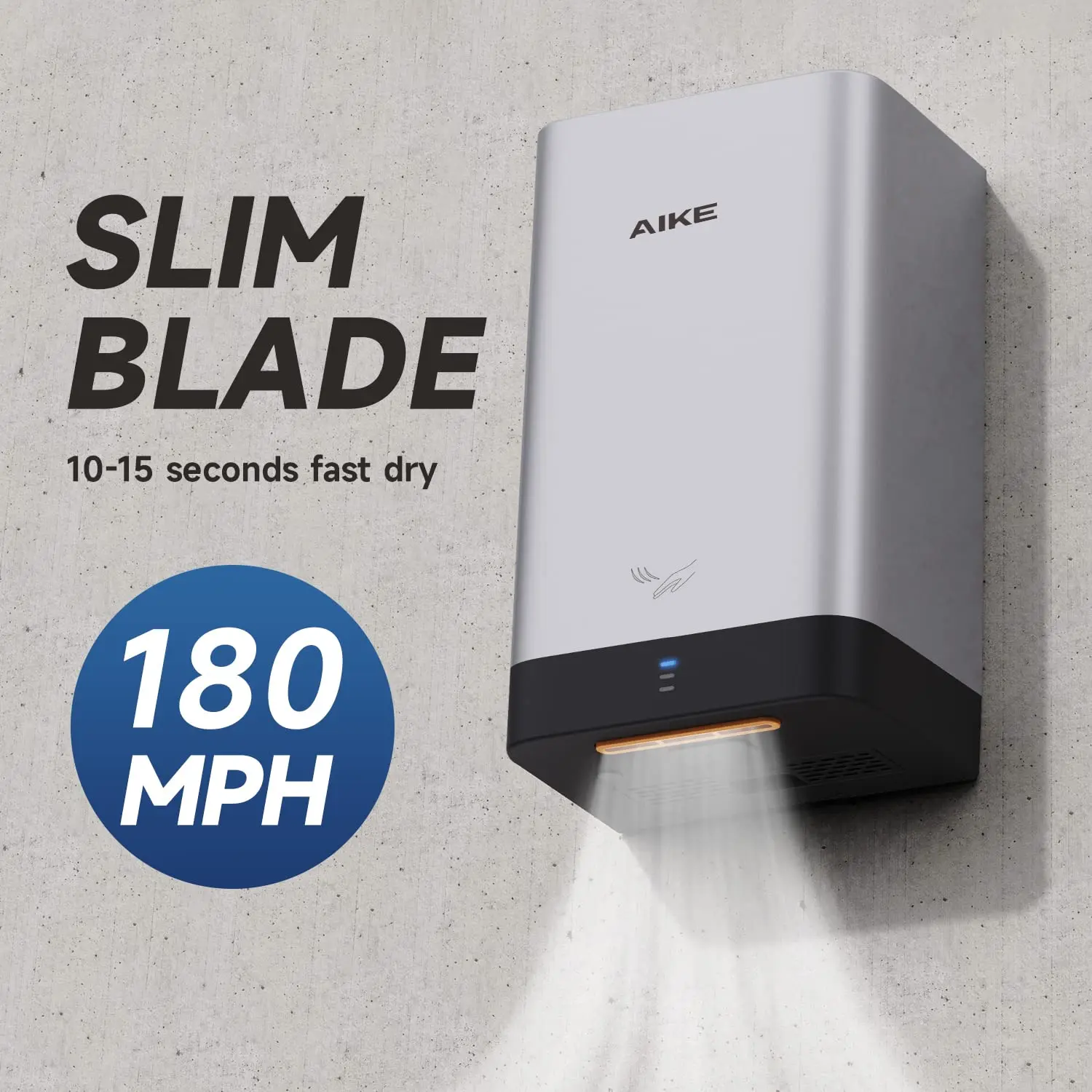 

AIKE Automatic Wall Hand Dryers Portable Mini Hand Dryer Washroom Drying Hands 10-15s Quick Drying 900W 110V or 220V AK2822