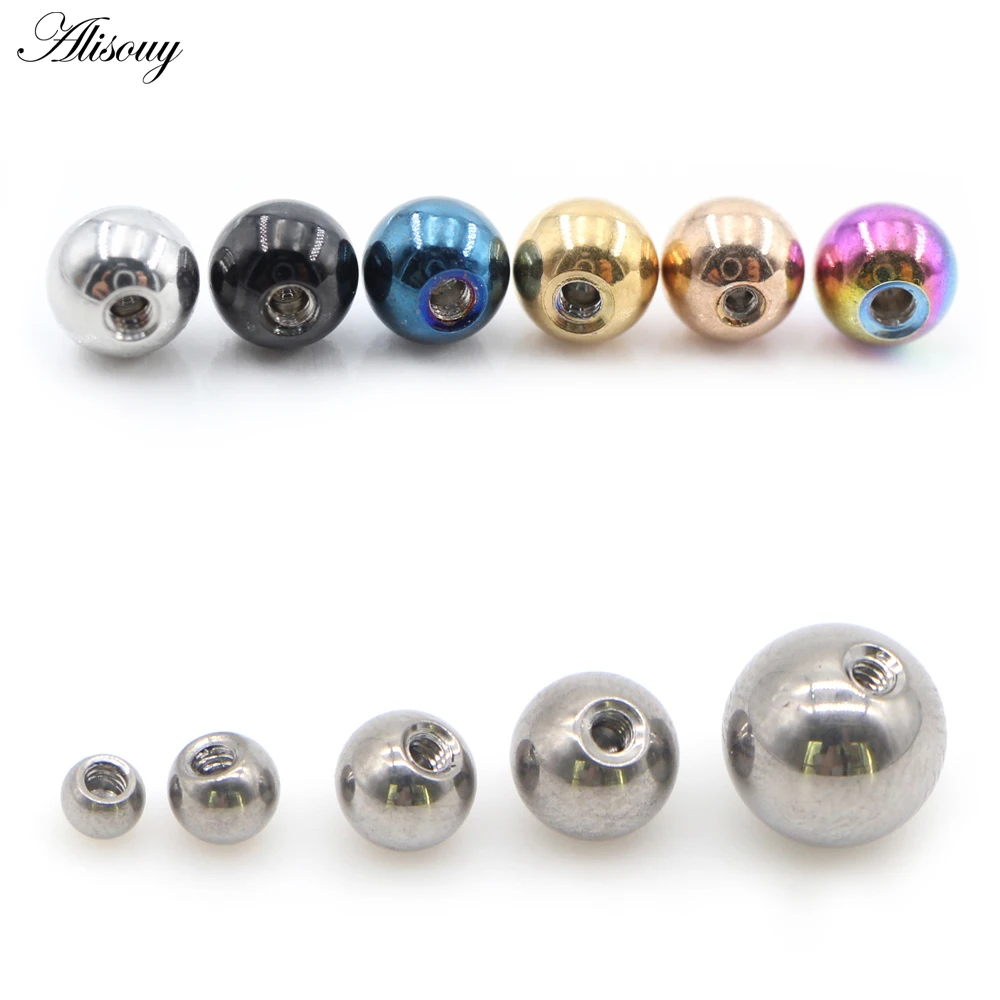 Alisouy 10pcs 14G/16G Stainless Steel Replacement Ball Bead For Lip Eyebrow Tongue Ear Tragus Navel Ring Body Piercing Jewelry