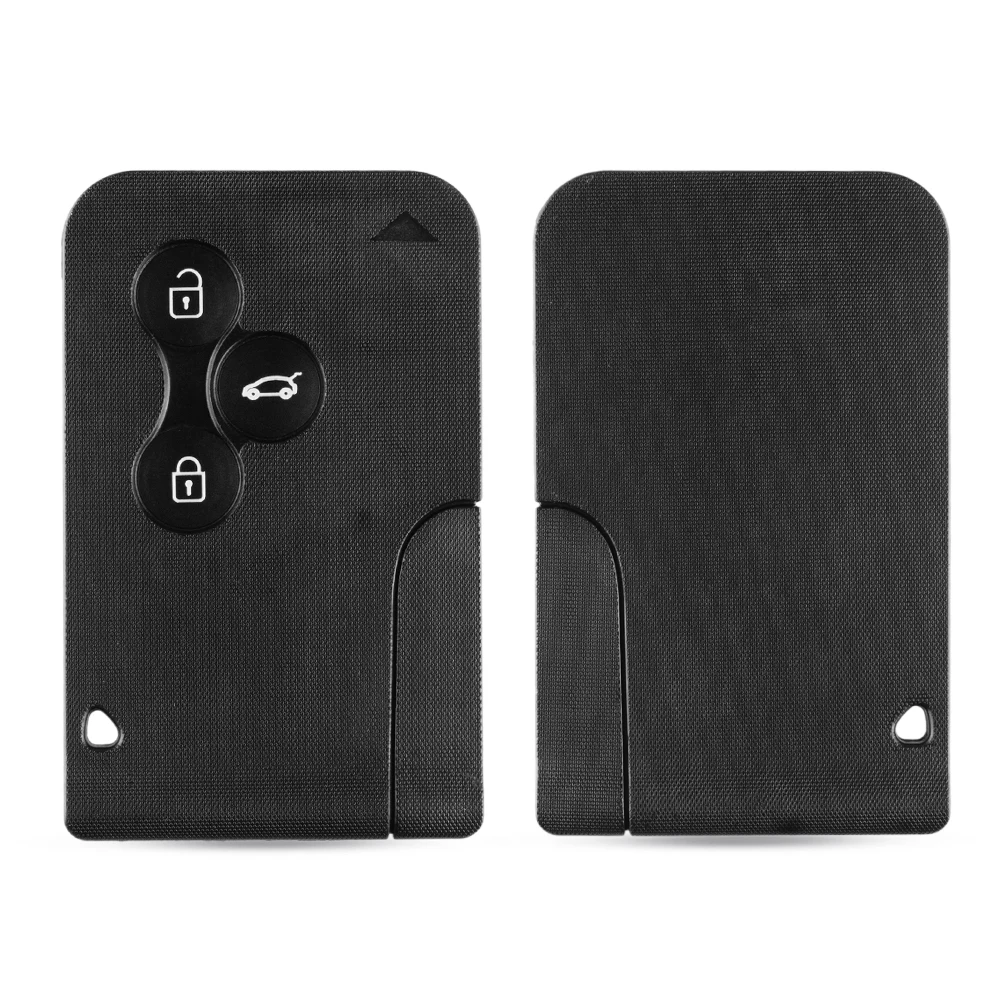 KEYYOU Smart Card a 3 pulsanti per Renault Clio Logan Megane 2 3 Koleos Scenic Card Case portachiavi nero per auto con chiave piccola