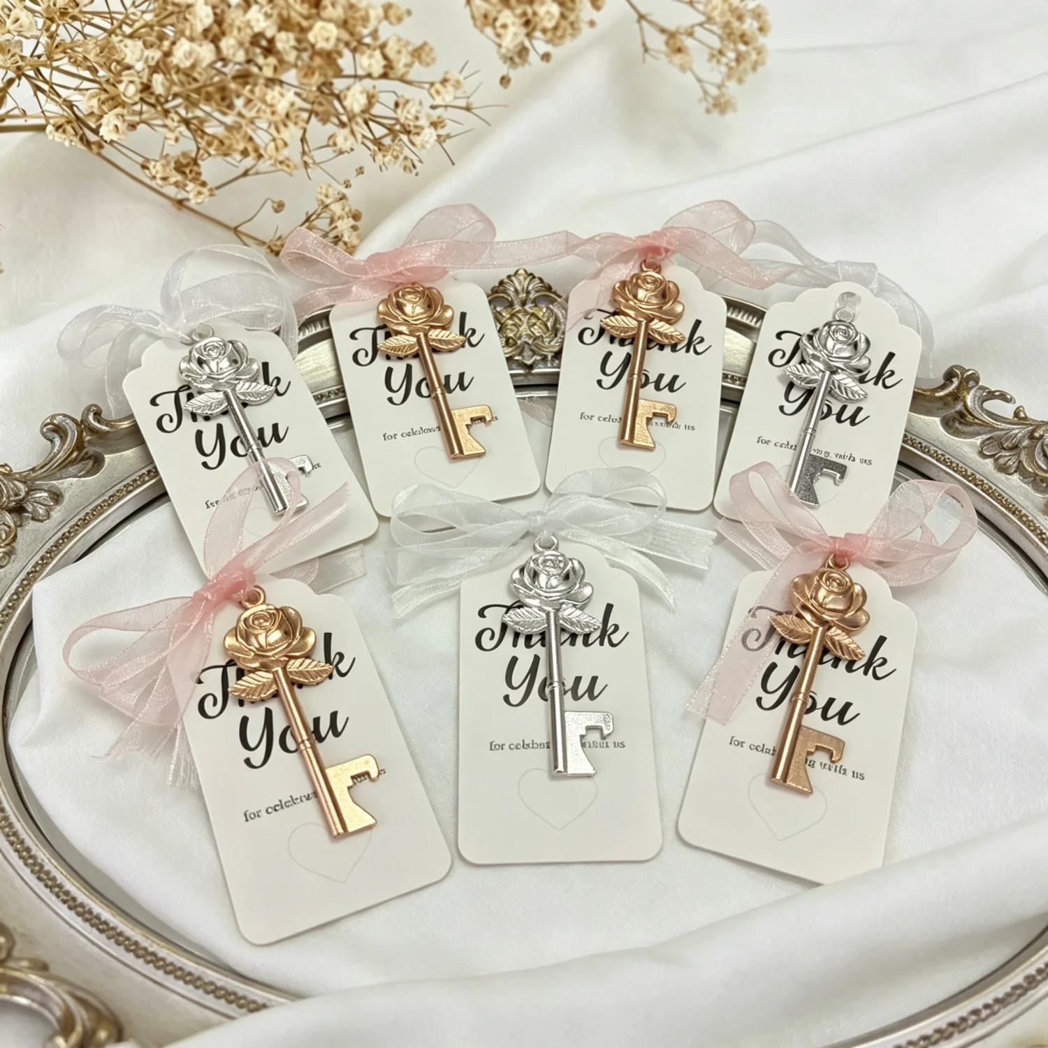 Roségold Schlüssel-Flaschenöffner für Gäste Hochzeitsgeschenke für Gäste Party-Dekoration Gastgeschenke Babyparty Taufe Dankeschön 20/30 Stück – Detail 8