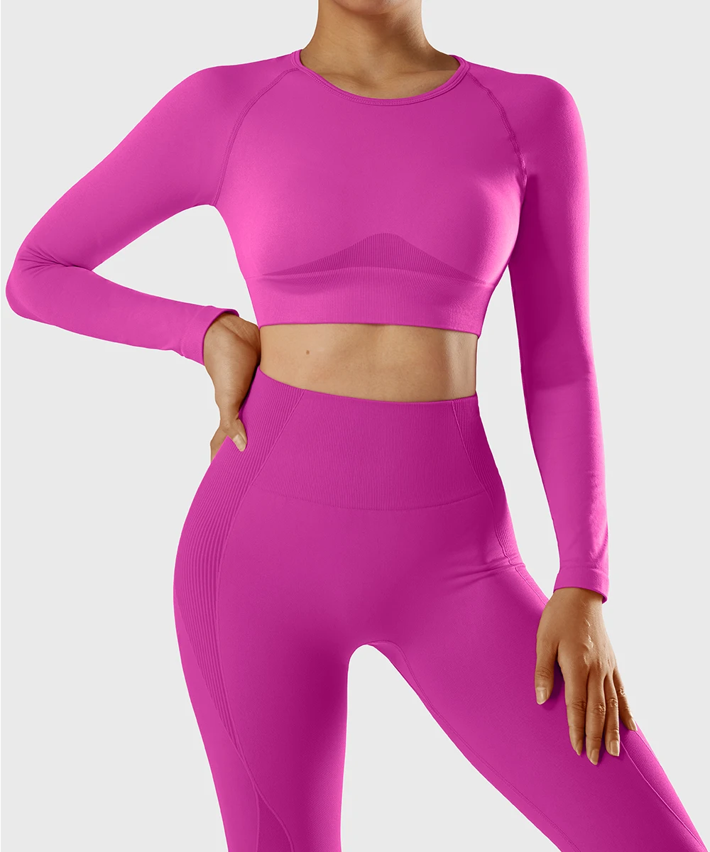 Top de Yoga de manga larga para Mujer, Camiseta deportiva para correr, entrenamiento, Fitness, traje de correr a prueba de viento, Top de