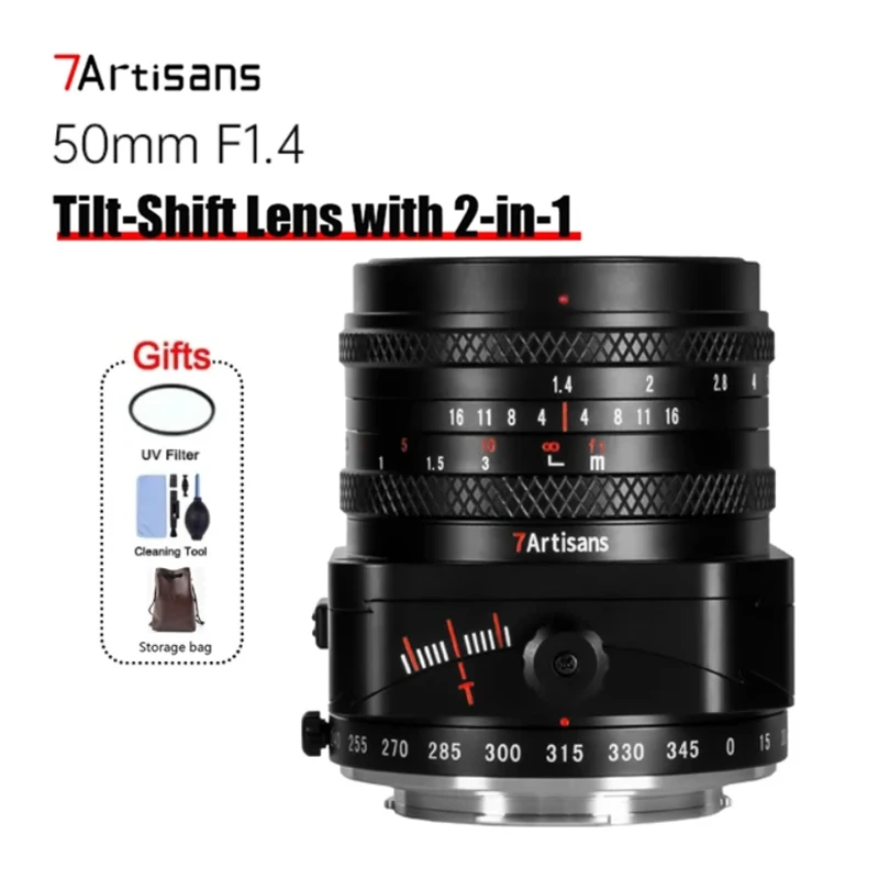 

7artisans 50mm F1.4 Tilt-Shift Lens with 2 in 1 APS-C Camera Lens for Studio Photography for Sony E Fujifilm XF M43 L-mount