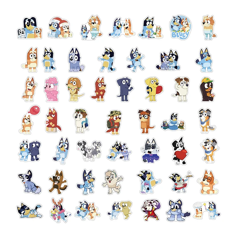 100-50Pcs Graffiti Bluey Bingo Aufkleber Kreative Cartoon Kühlschrank Aufkleber Diy Gepäck Notebook Aufkleber Geburtstag Geschenke Spielzeug