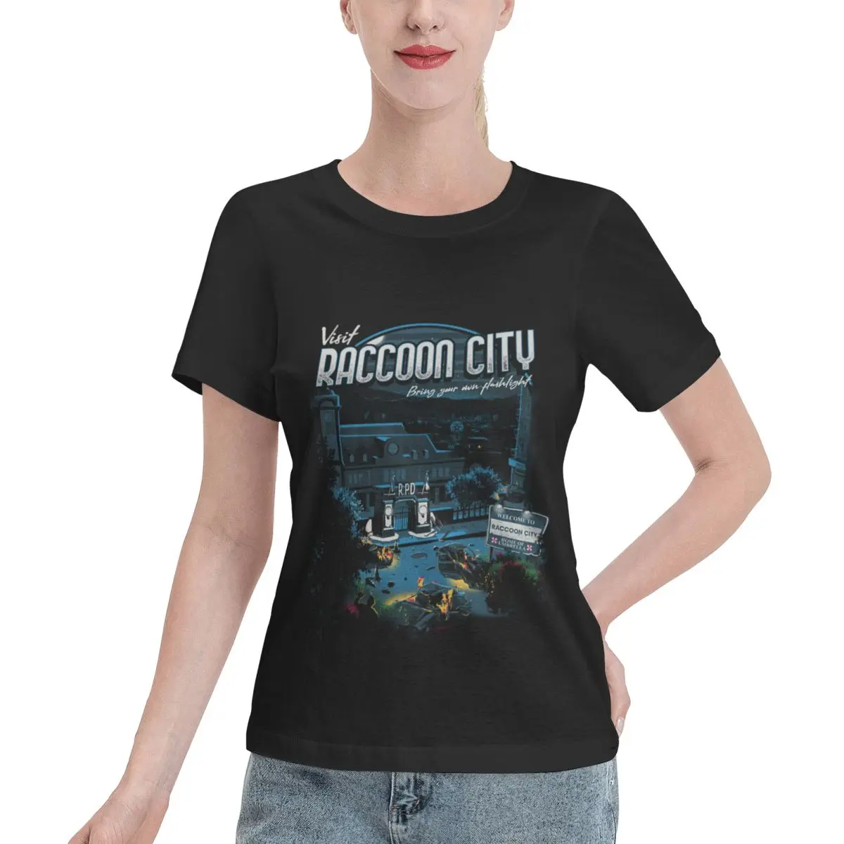 Bargain Price Visit Raccoon City Women's T-shirt Streetwear Classic Solid Tee