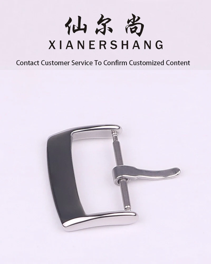 XIANERSHANG Custom O-MEGA DE VILLE Watch Clasp 12MM 14MM 16MM 18MM Etching Logo Belt Needle Buckle Stainless Steel Pin Buckle