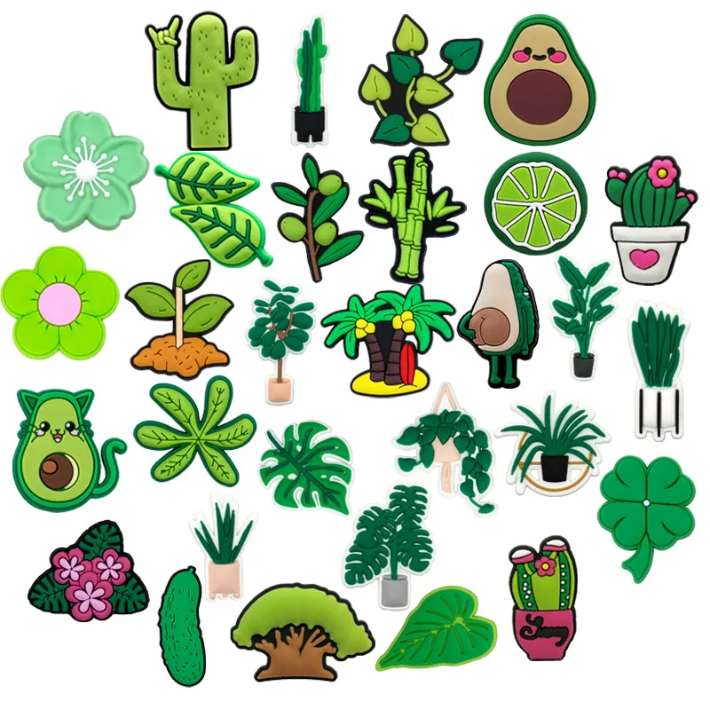 1/30 Stück Frühlings-Schuh-Charms, niedliche Avocado-Kaktus-Tropenblatt-Schuh-Charms, wasserdichte PVC-Clog-Dekorationen für Damen, Herren, Kinder – Detail 7