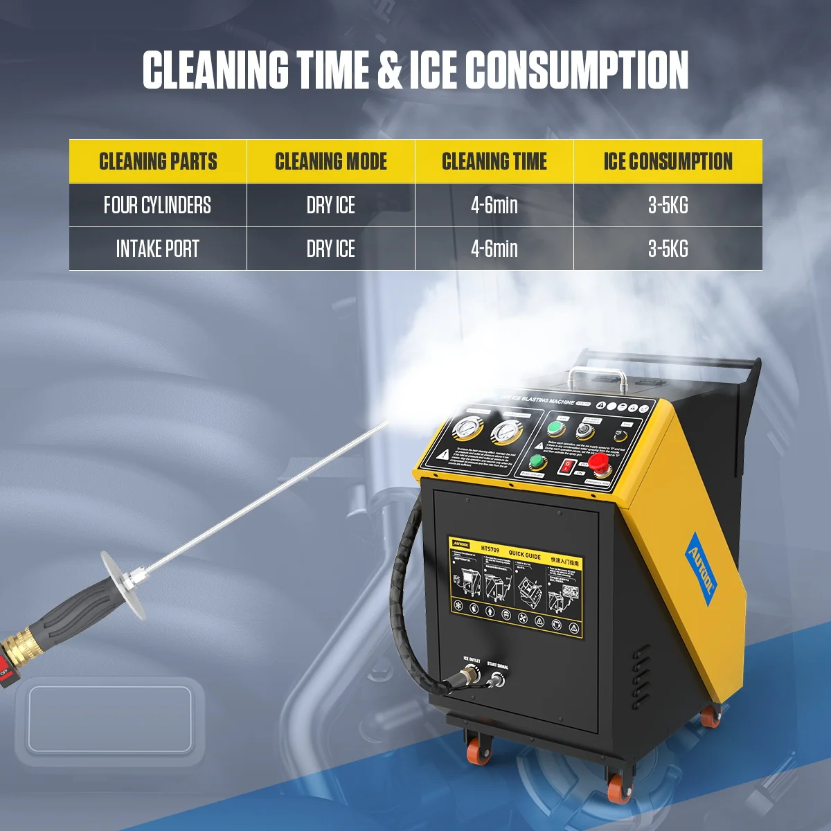 AUTOOL HTS709 Engine Carbon Co2 Car Cleaning Industrial High Pressure Dry Ice Blasting Machine Price