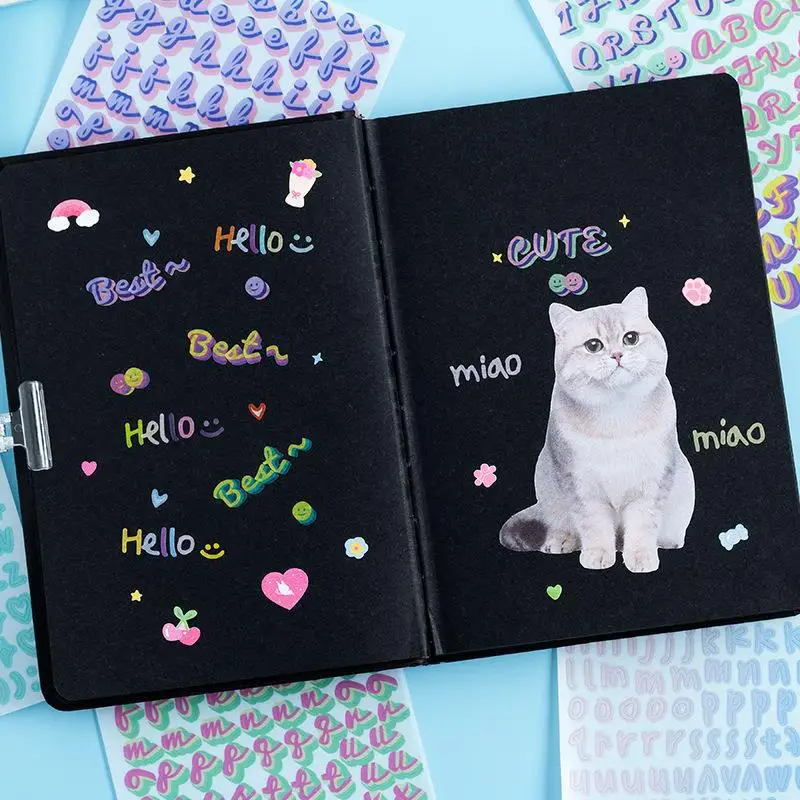 1 set Letter Art Typeface Numbers Pvc Notepad Stickers Scrapbooking Cute Cartoon Diary  Decals Notebook Decorative Phone