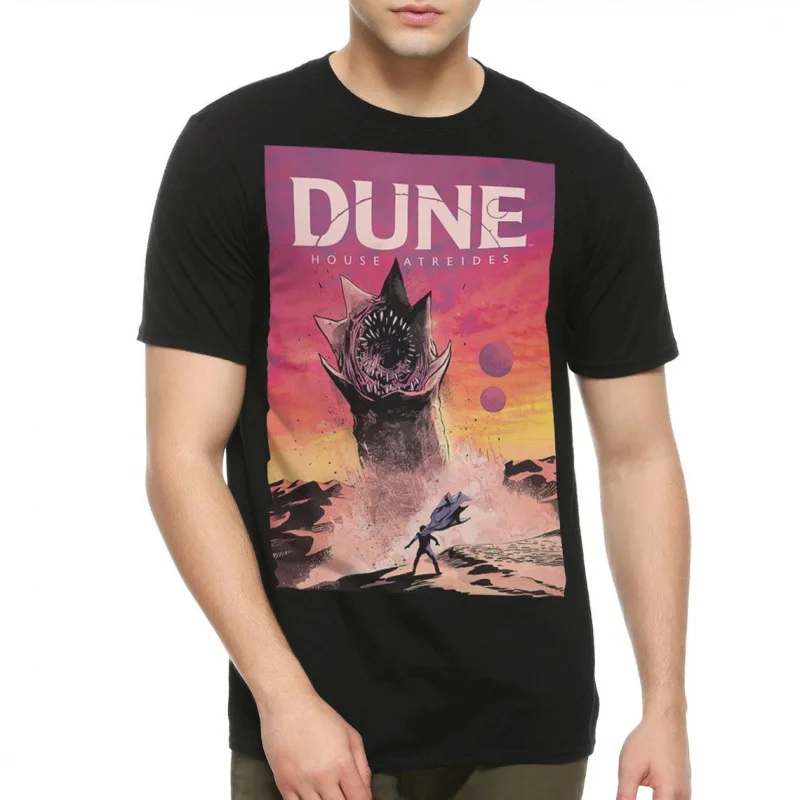

Dune House Atreides Art 1201 Sandworm Vintage Sci fi Gift T shirt for man Large size Tops Retro Dune Graphic Print Clothes