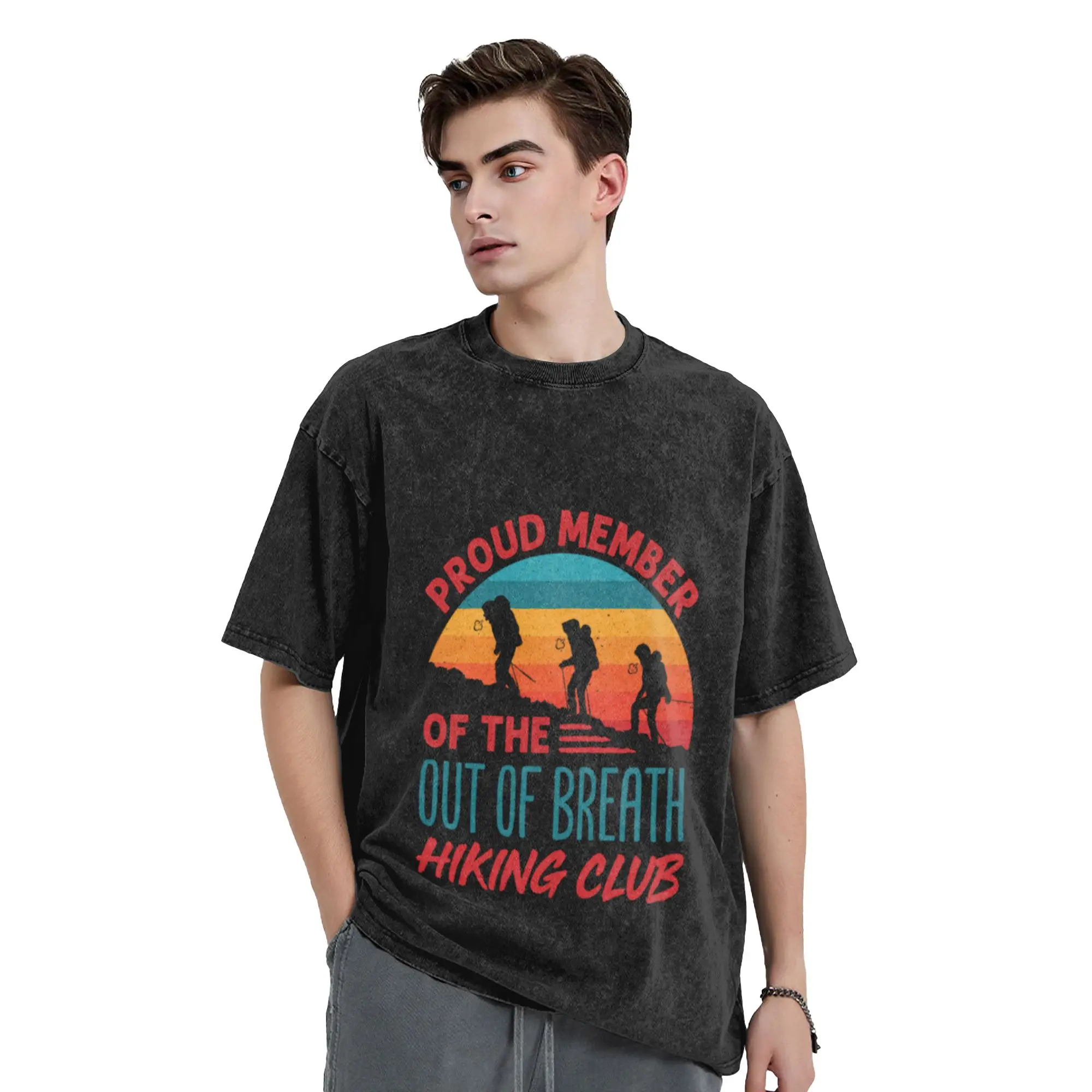 Proud Member of the Out of Breath Hiking Club  Unique Trendy A T-Shirt Oversized Short Sleeve Men's Women's Cotton Tees Tops