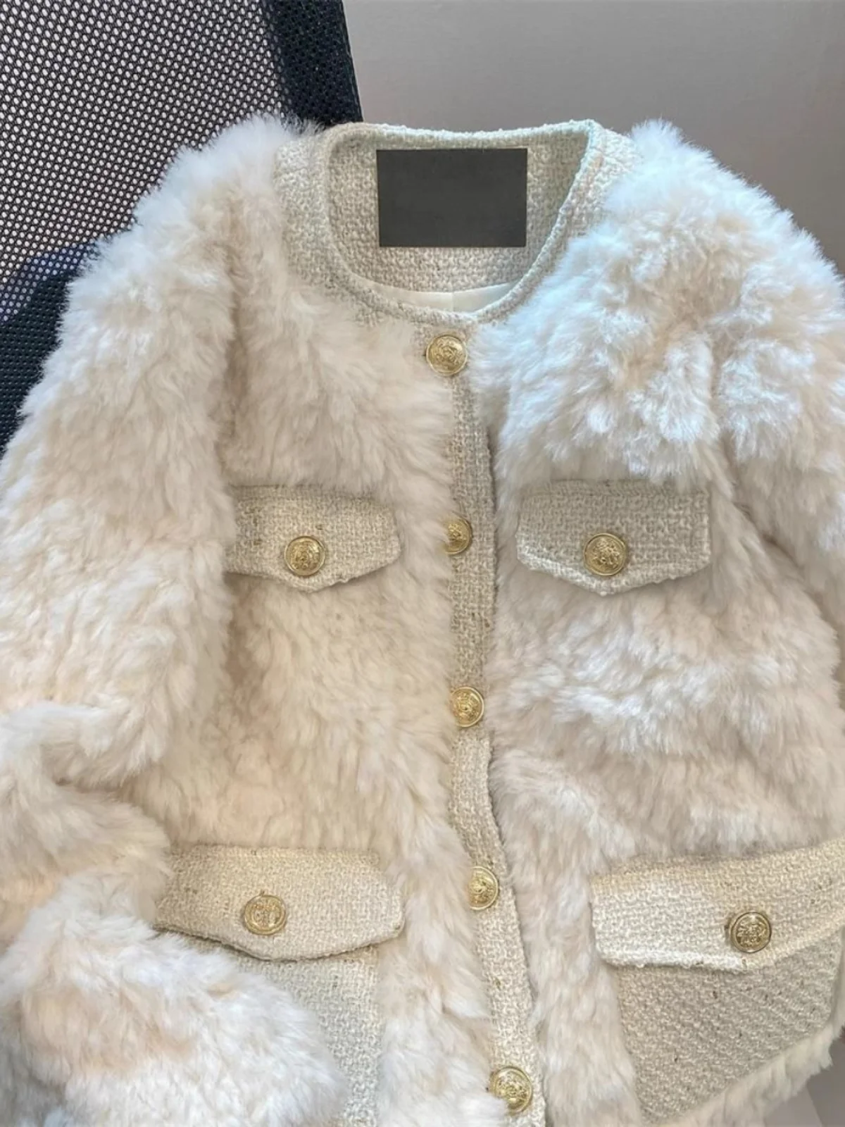 ملابس خارجية نسائية من فراء الخروف Thiened Sweet ort Sle مستديرة Ne فريدة من نوعها للخريف والشتاء الدافئ اللطيف