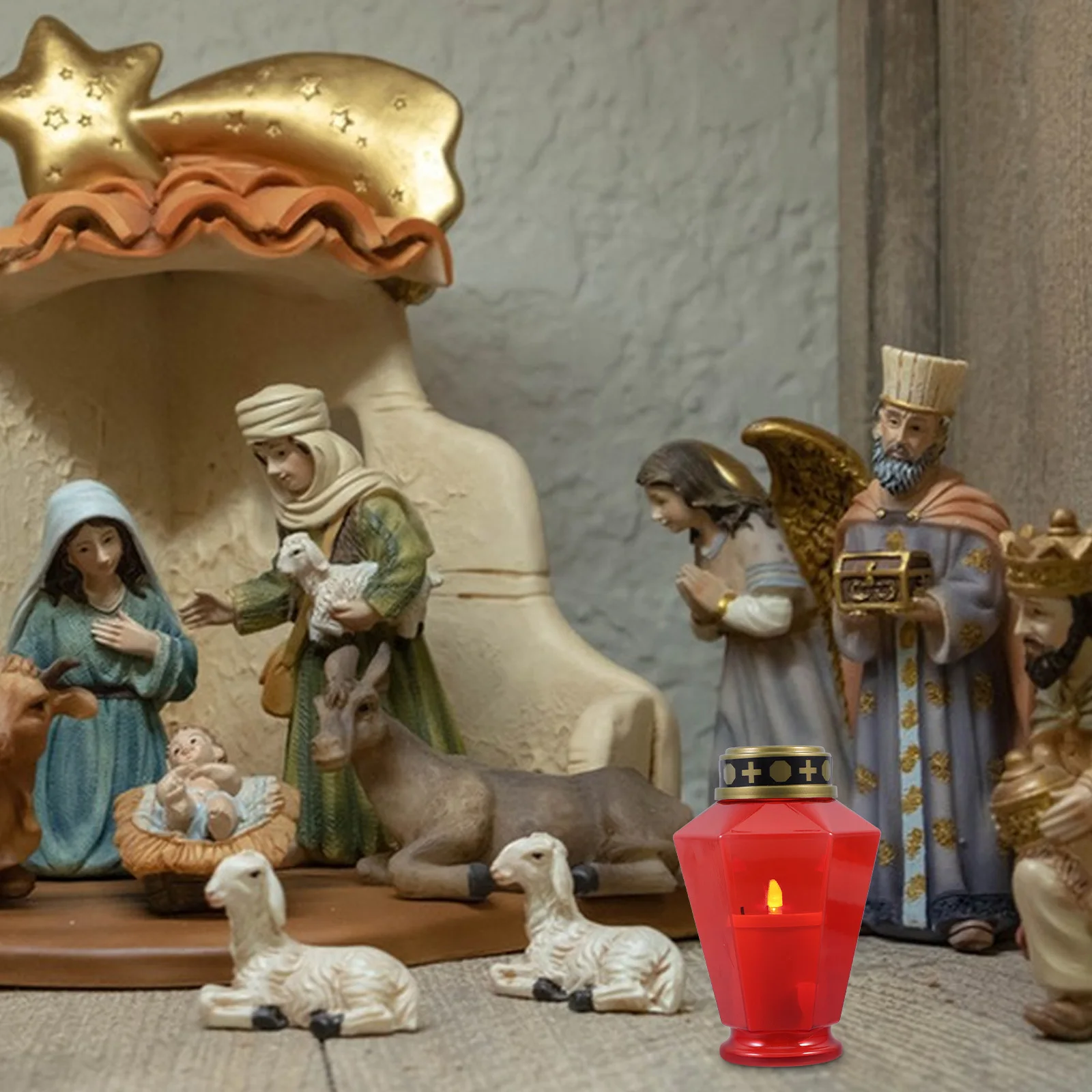 

Led Flameless Cross Jesus Design Waterproof Operated For Graveyard Memorial Religious Ceremony Outdoor