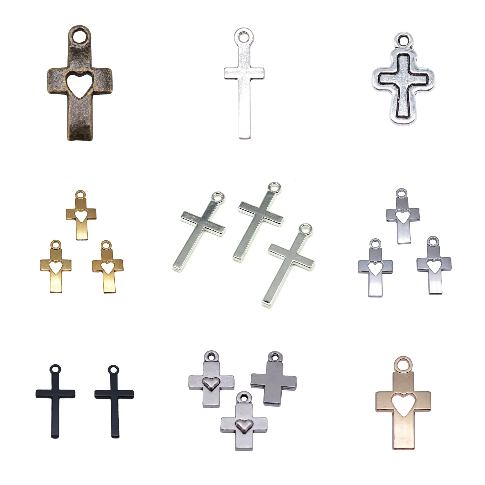 Heart Classic Cross Matching Charms Pendant Couple Religious Charm Pendant For Bracelet Necklace Earring Jewelry Making Findin