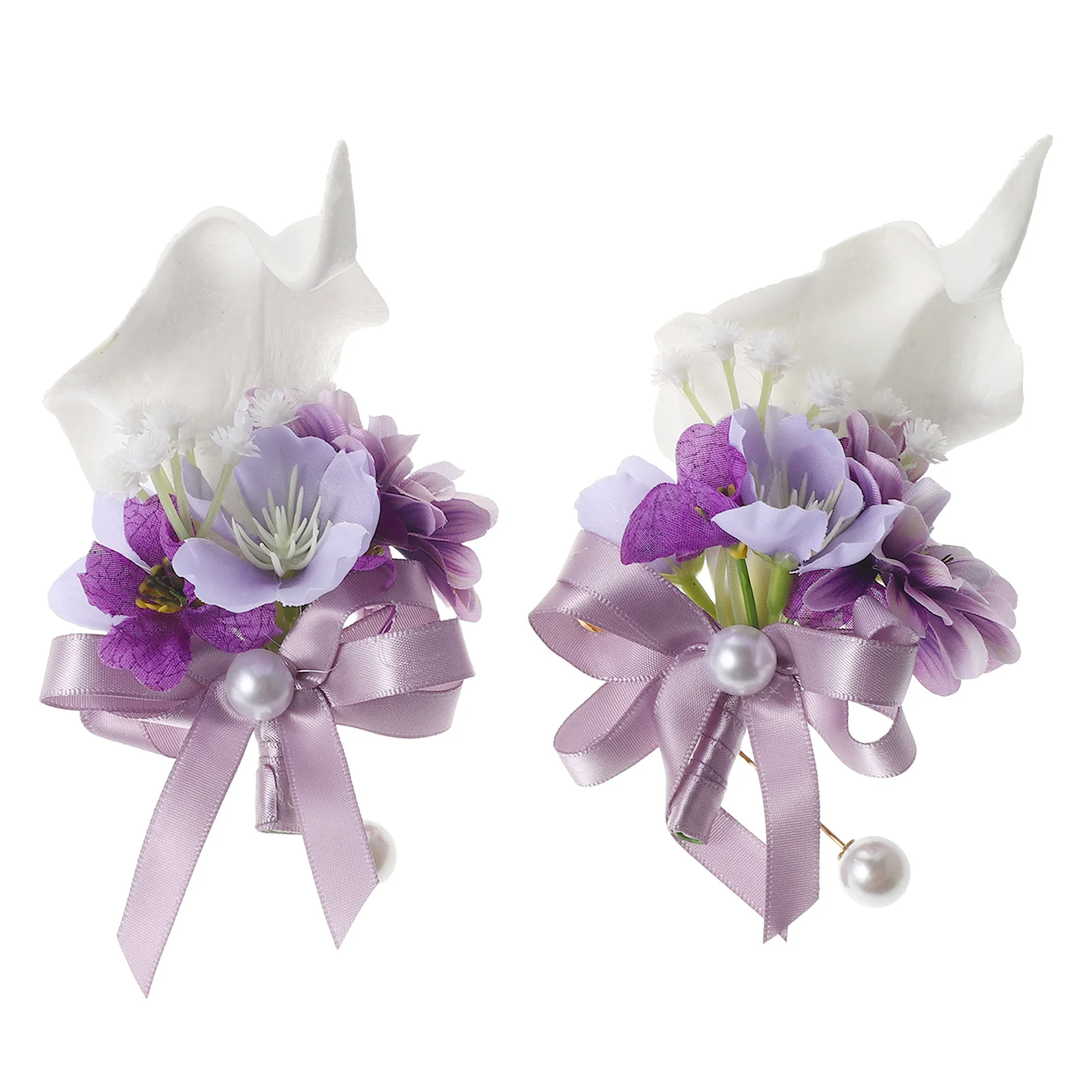 

2Pcs Calla Brooch Lily Pin Stylish Retro Flower Lapel Pin Wedding Banquet Prom Suit Decoration Pocket Boutonnieres Pins